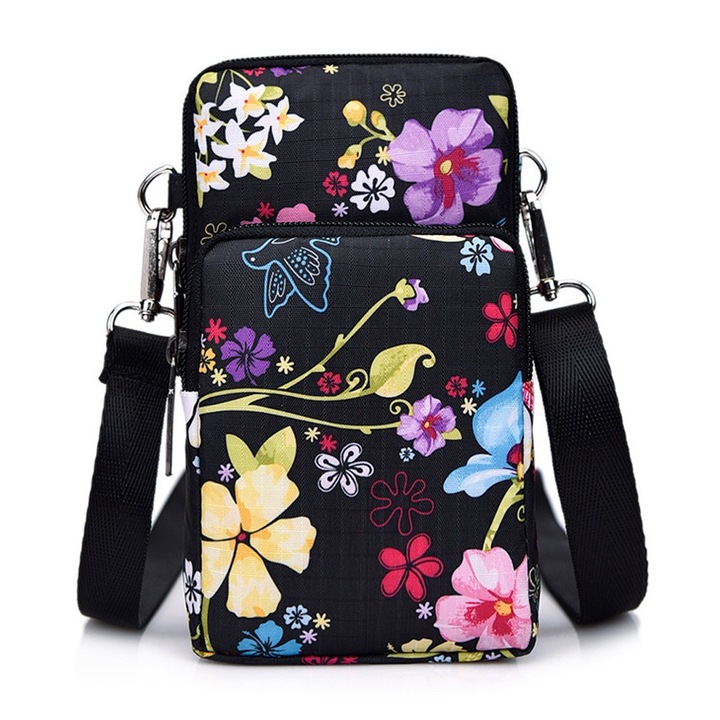Női válltáska QttvbTna, nylon, 3 rekeszes, többszínű, telefonhoz