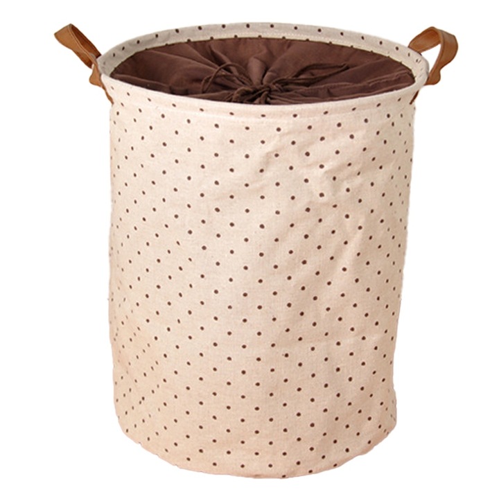 Cos de rufe pliabil, capac cu snur, material gros, multicolor, design portabil