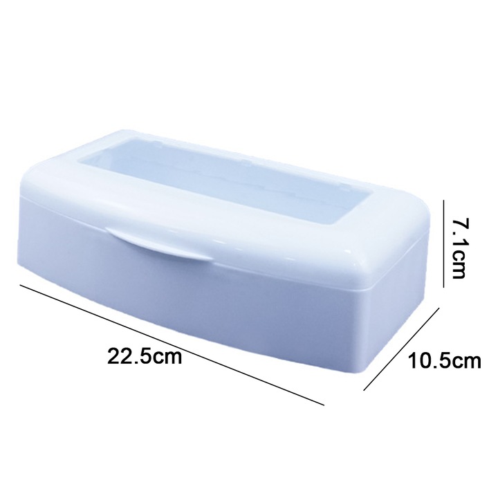 Recipient dezinfectare unelte manichiura, transparent, cu cos auto-drenant, pentru salon si acasa