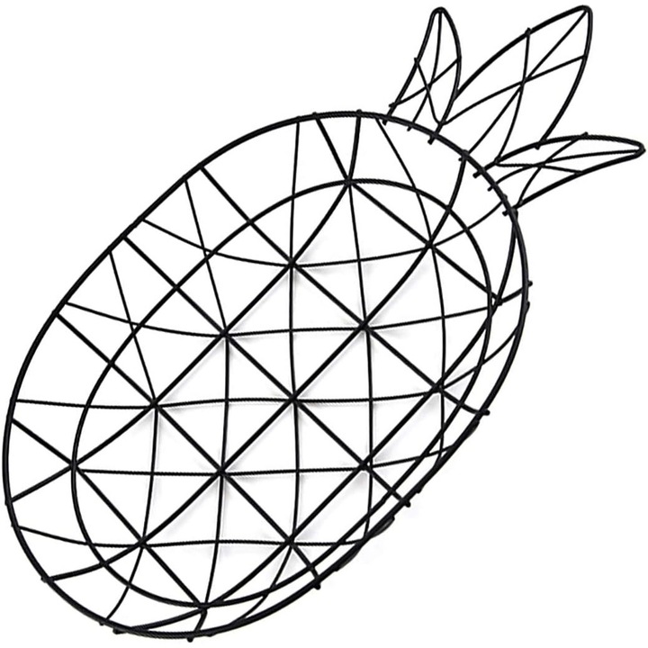 Fém gyümölcstál, fekete, 35x20.5x4.5cm