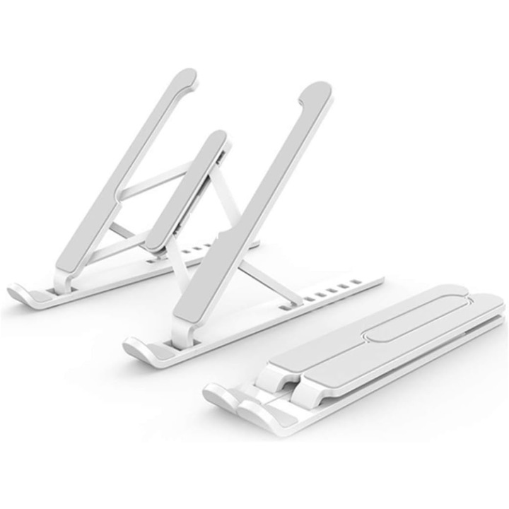 Suport pentru laptop QttvbTna, reglabil pe 8 nivele, design ergonomic, pliabil, antiderapant, 260x60x20mm