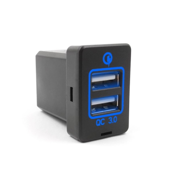 Incarcator auto Kewig F19, Quickcharge 3.0, 2 porturi USB, 25W, 12/24V