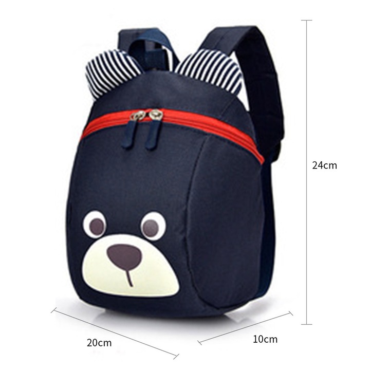 Jormftte gyerek hátizsák, maci modell, sötétkék, 22x13x26cm