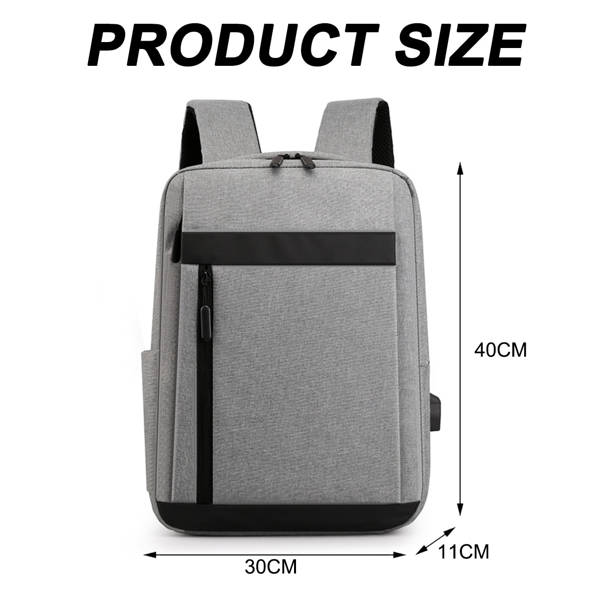 Ghiozdan laptop, AMRINUGL, 15.6 inch, 40x30x11cm, cu port USB, capacitate mare, gri/negru