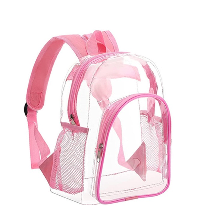 Jormftte Hátizsák, 16 hüvelykes, fekete és rózsaszín, 40x29x13cm, PVC anyag, szabadidős utazáshoz