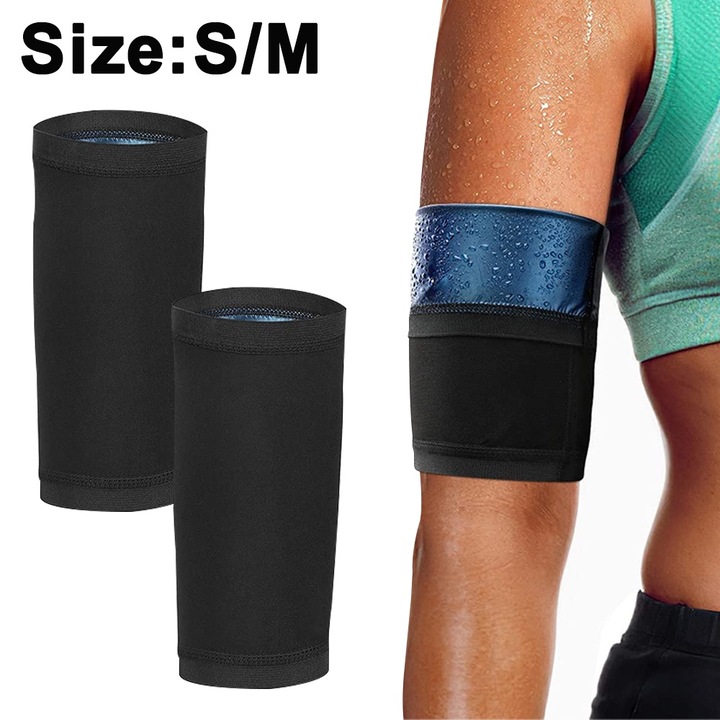 Комплект от 2 ленти за пот, AMRNUGL, черни отвън и сини отвътре, S/M, 24x22x21 см