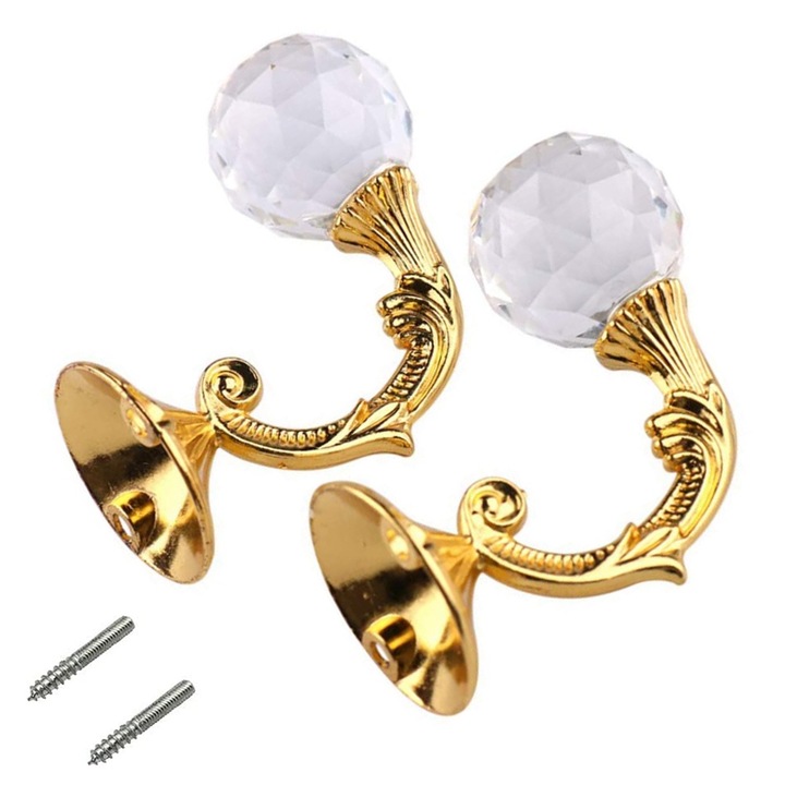 Set 2 suporturi draperie, AMRINUGL, cristal transparent, 45x66x70mm