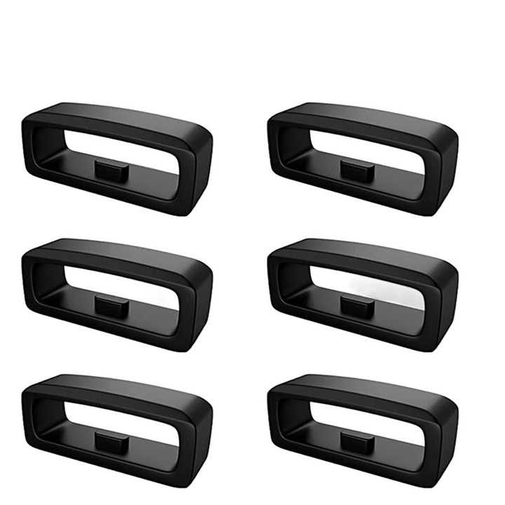 Set 6 bucle curea ceas, Silicon, negru, 22mm