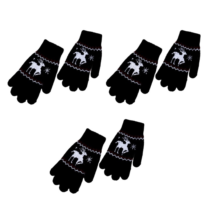 Kesztyű gyerekeknek QttvbTna, 3 pár készlet, fekete, 15x7cm