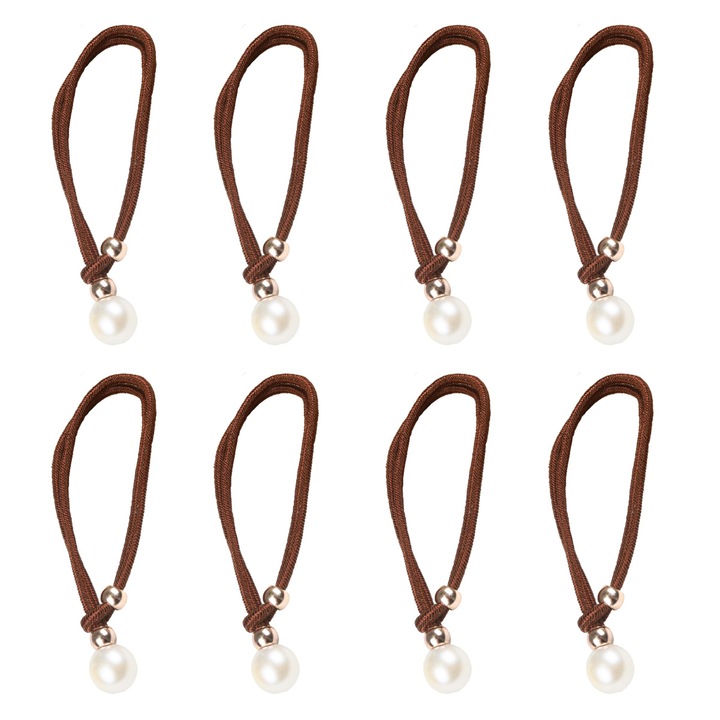 Set 4 cleme perdea cu perle, bumbac, auriu, 48x3.5cm