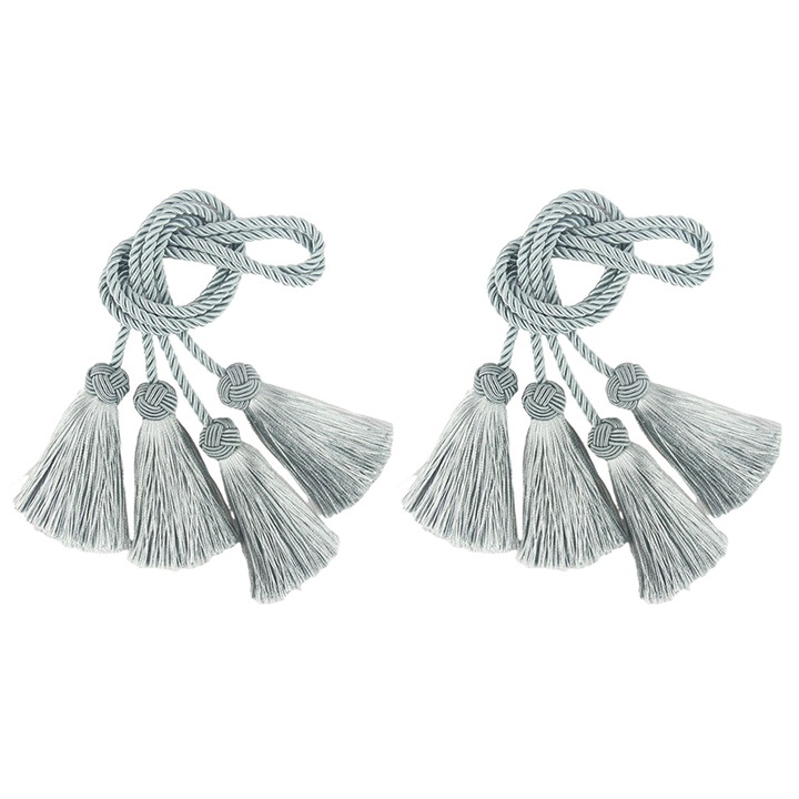Set 4 accesorii perdea, 93cm, poliester, galben gri albastru bej