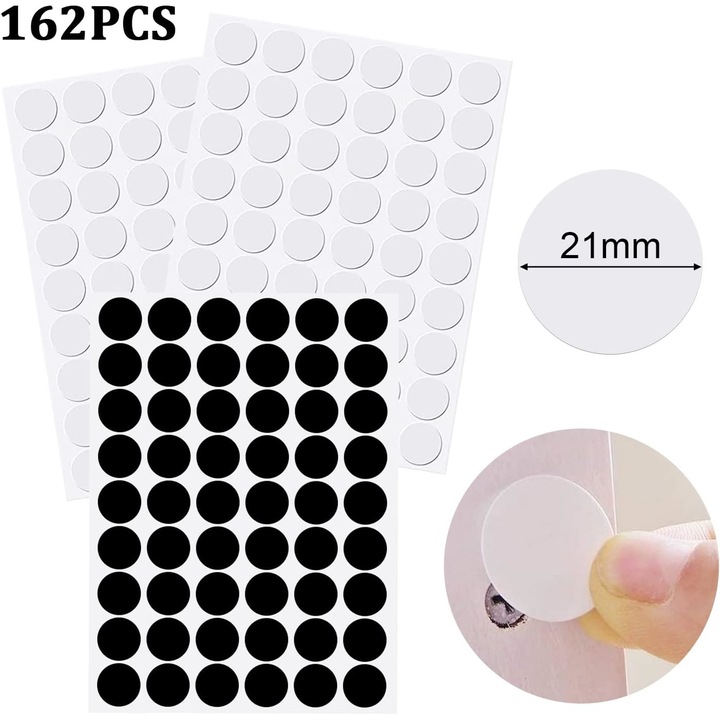 Set 3 foi stickere pentru acoperire gauri suruburi, PVC, 21mm, 2 culori