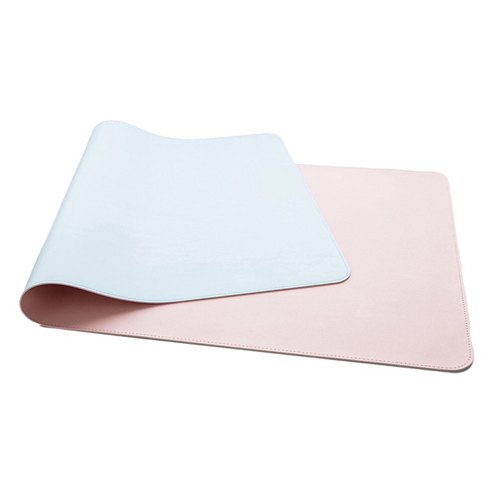 Mousepad din piele, Zeaicos, impermeabil, roz si albastru deschis, 90x45cm
