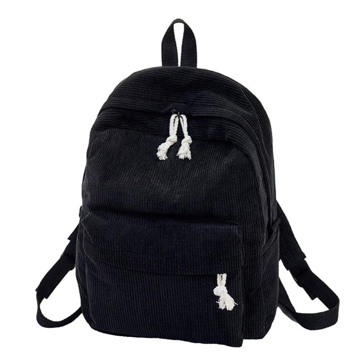Rucsac, Catifea/Poliester, Negru, 20L