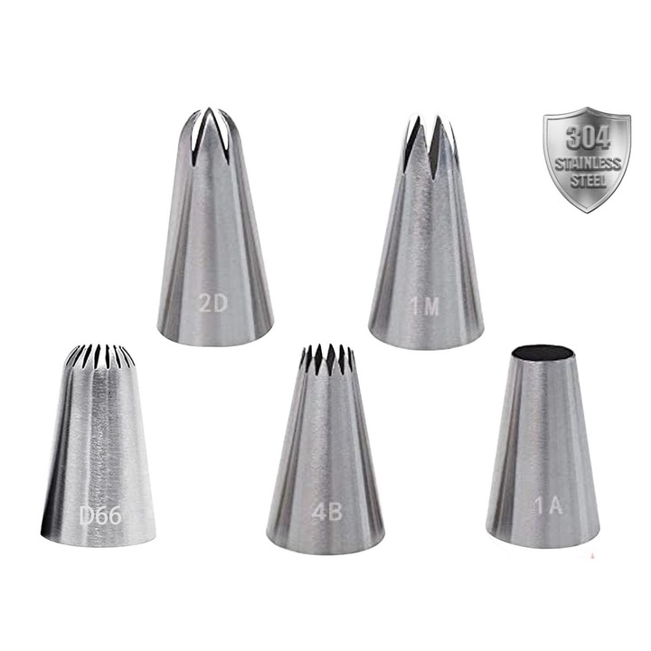 Set 5 Duze Decorare Tort, Inox, 25mm, Multifunctionale