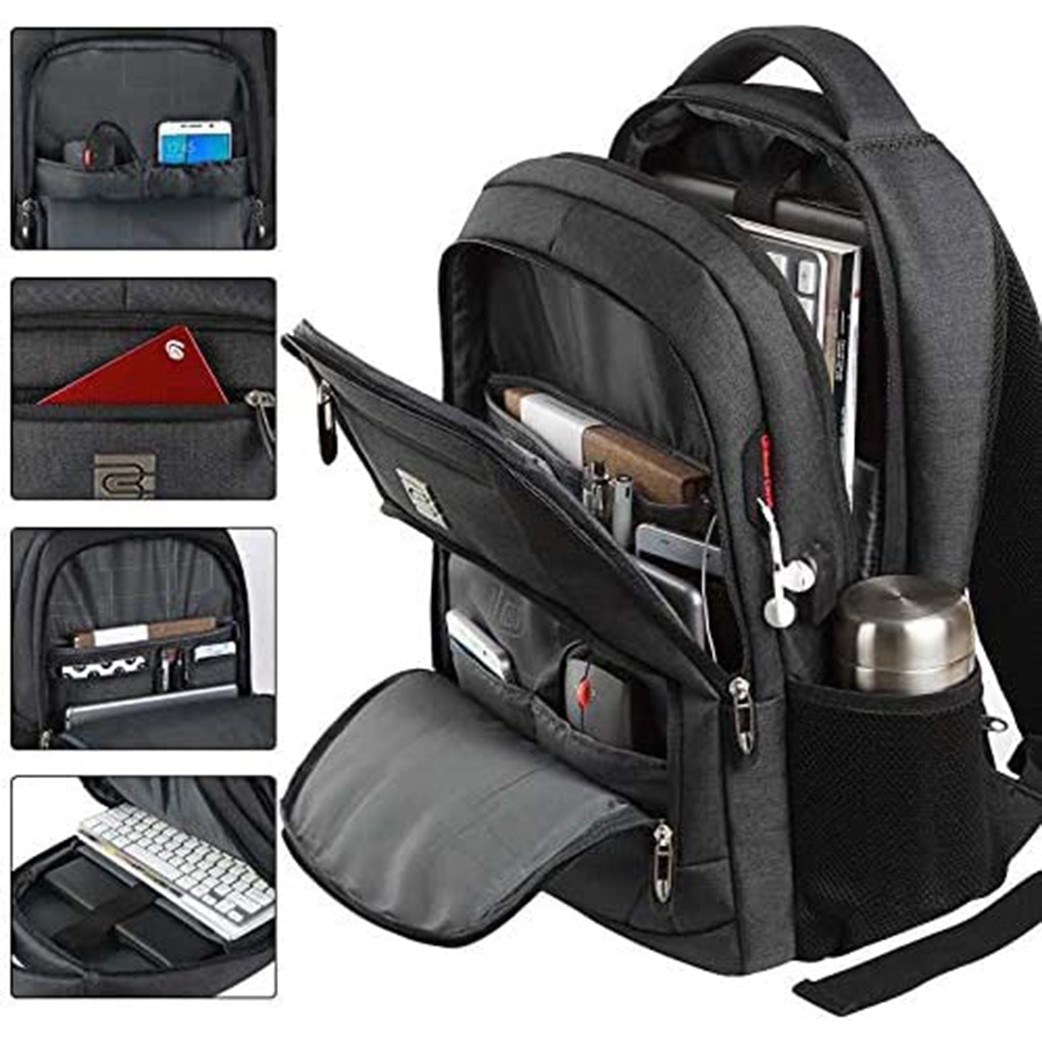 Rucsac pentru laptop, Poliester, Multifunctional, Compartiment, 18 inch, Negru, 46x31x19cm