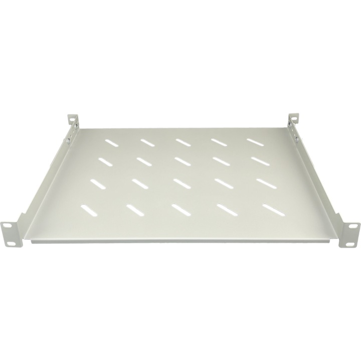Raft Alantec, 19"x1U, perforat, gri, 350mm, set de montare
