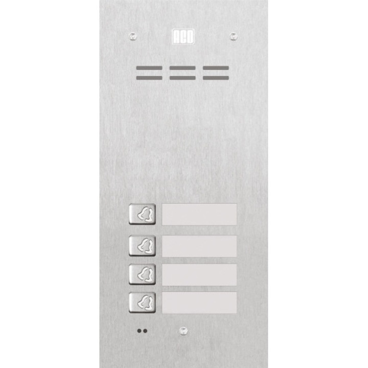 Beléptető vezérlőpanel ACO FAM-P-4NPACC, időjárásálló, 4 család számára, süllyesztett rögzítés, 197x90mm