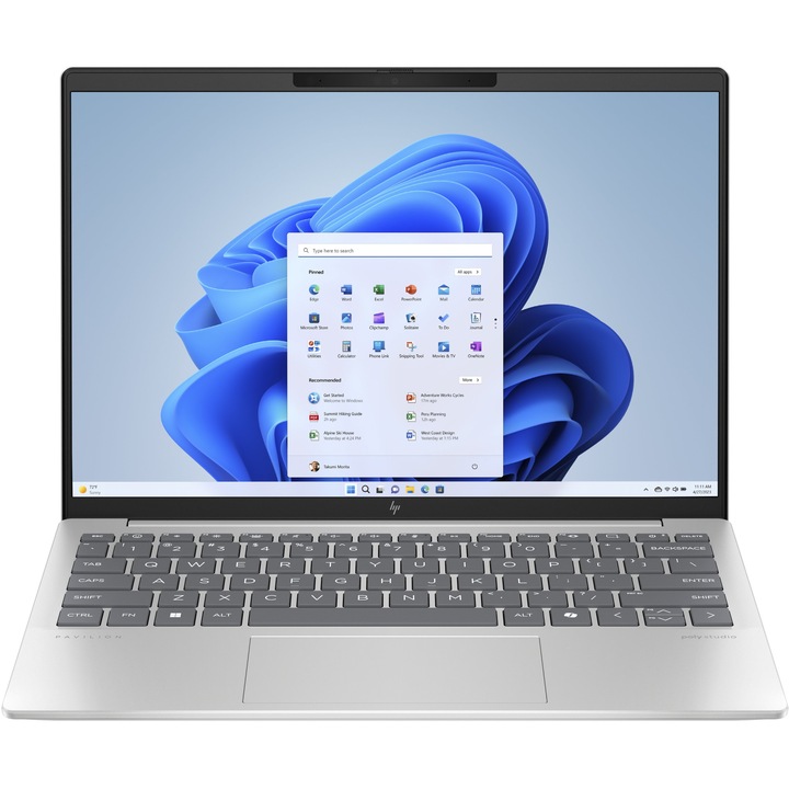 Лаптоп HP Pavilion Aero 13-bg0002nn с AMD Ryzen 7 8840U (3.3/5.1GHz, 16M), 16 GB, 1TB M.2 NVMe SSD, AMD Radeon 780M, Windows 11 Home, Сребрист