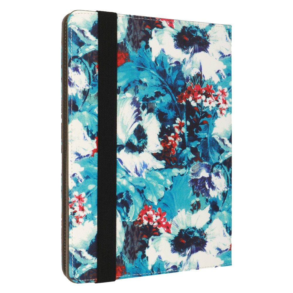 Husă universală tabletă 10 inch, Wonder, neagră cu maci albi, dimensiune ajustabilă