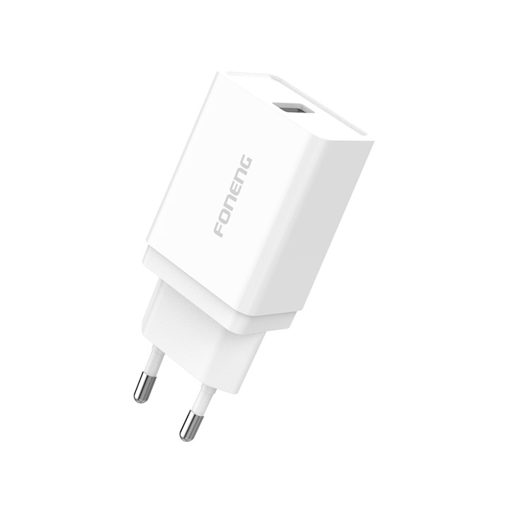 Hálózati töltő Foneng K300, USB, 18W, 3A, Fehér