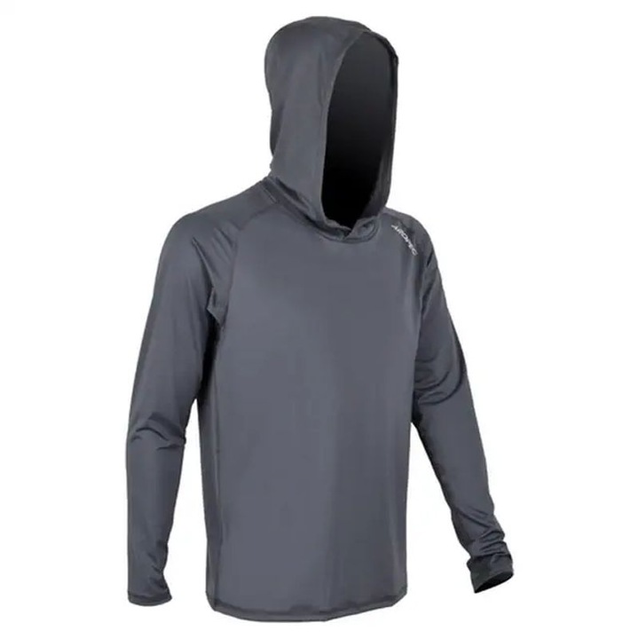 С пълна UV защита Aropec Loose Fit, с качулка, сиво, ликра, UPF50, Сив