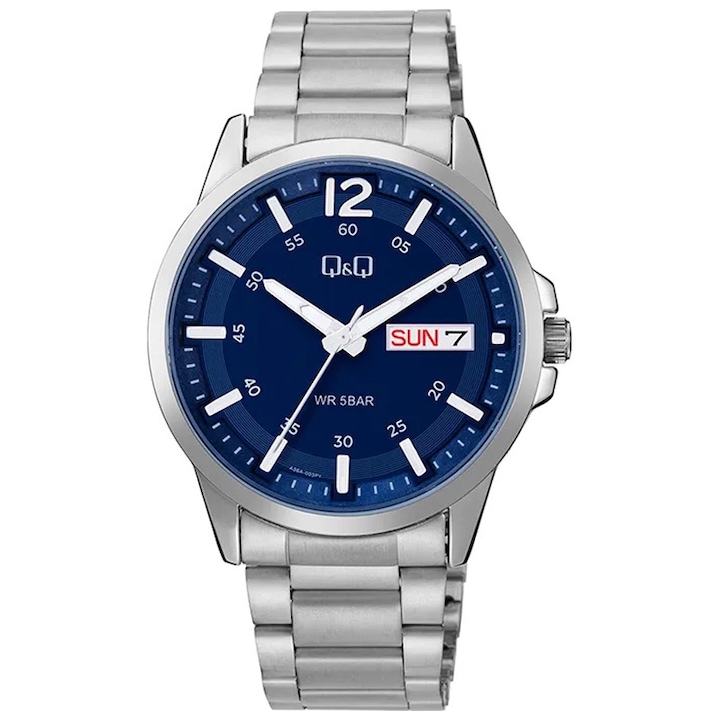 Férfi analóg karóra Q&Q A36A-003PY, dátum és nap kijelzéssel