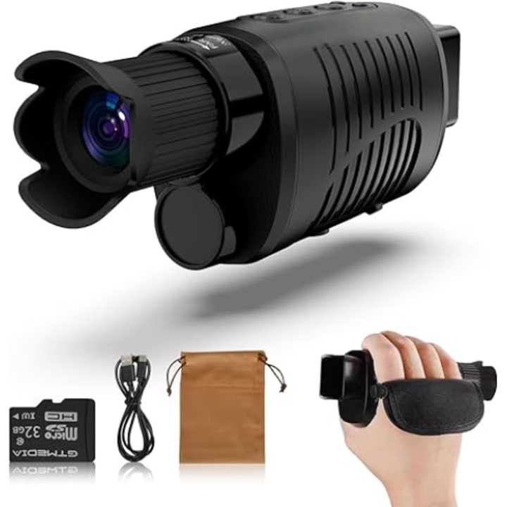 Монокуляр за нощно виждане, 10X увеличение, Черен