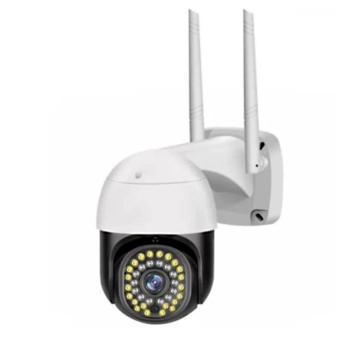 Куполна Wi-Fi камера Tuya Smart, 3 Mpx, Ultra HD, IP66, Нощно виждане, Следене на движение, Двупосочно аудио, Слот за SD карта, Черно-бяла