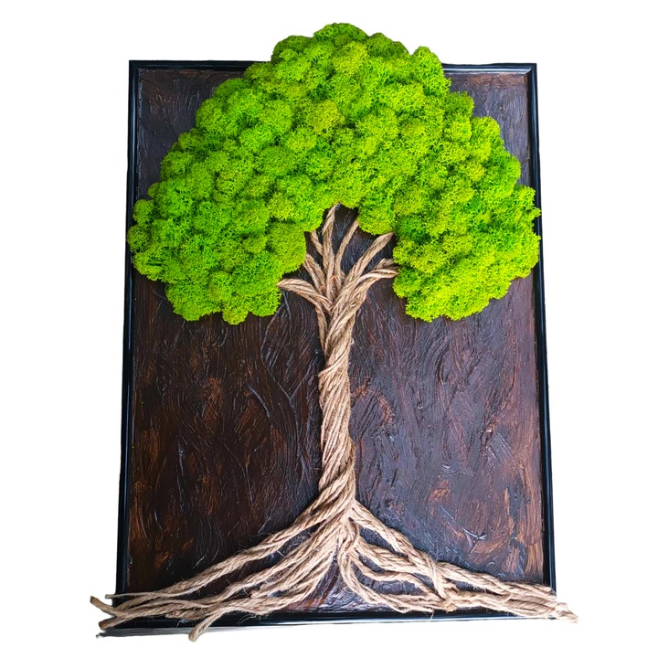 Decoratiune pentru interior, copacul vietii cu licheni, 30x40 cm, verde