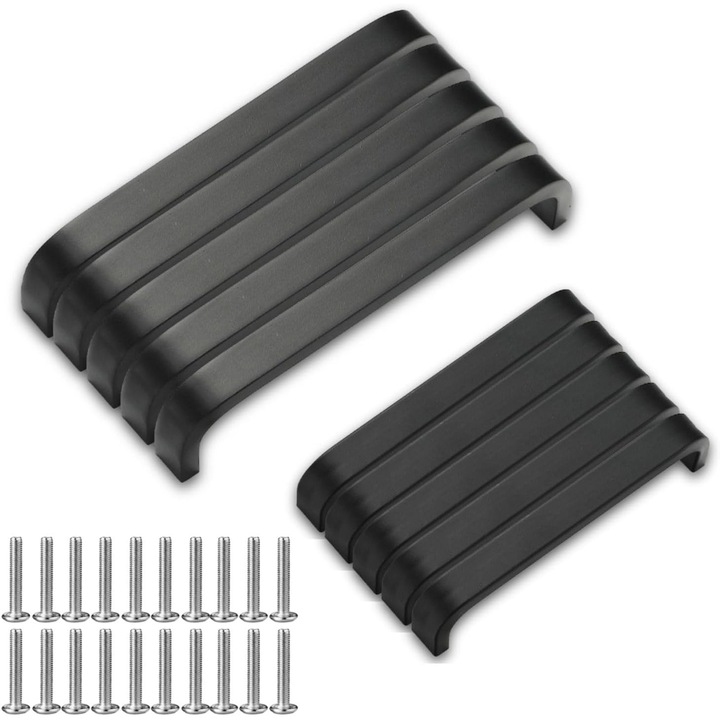 Set manere mobila aplicate, 10 buc, aluminiu, negru, 96mm