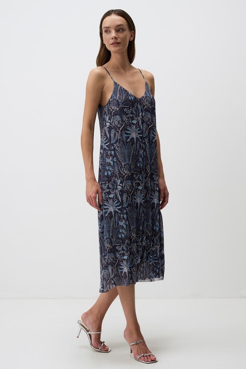 JIMMY KEY, Rochie midi fara maneci, cu model, Albastru inchis/Albastru deschis/Bleumarin