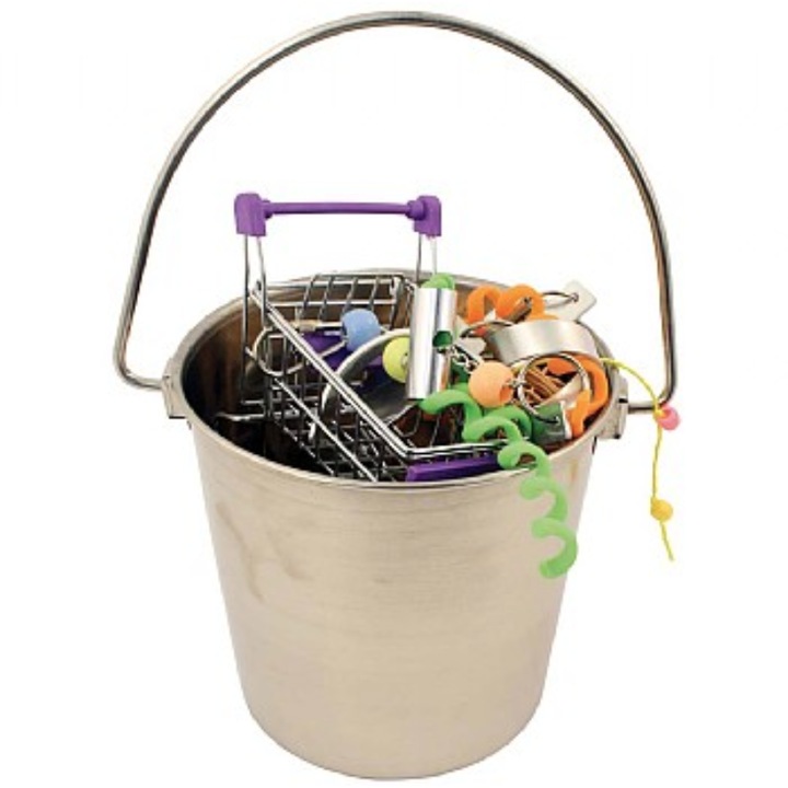 Galeata de jucarie din otel inoxidabil, pentru toti papagalii