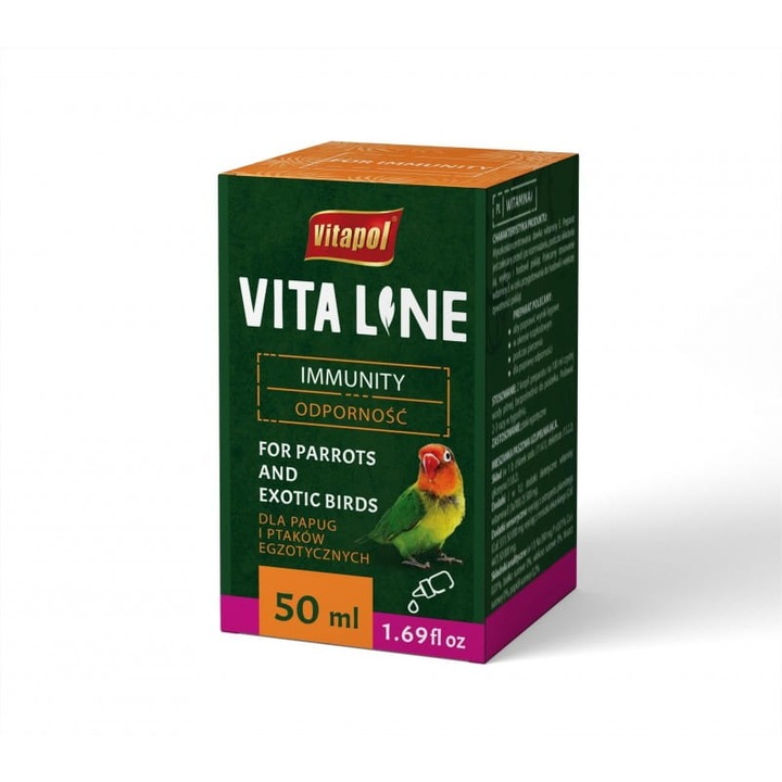 Хранителна добавка за папагали и екзотични птици Vitapol, Vitaline Immunity, 50 ml