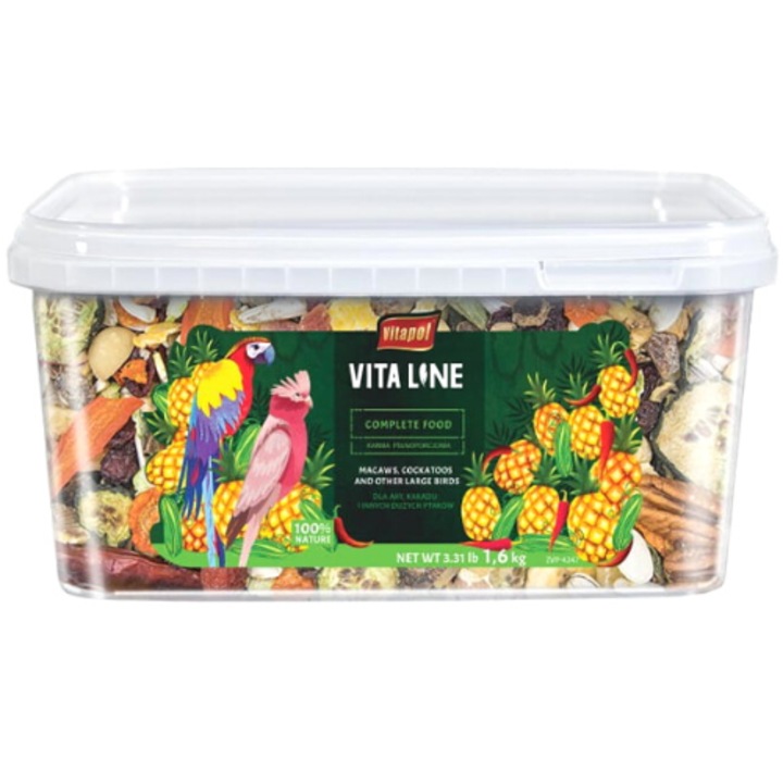 Храна за големи папагали Vitapol Vitaline, микс от семена и плодове, 1.6кг