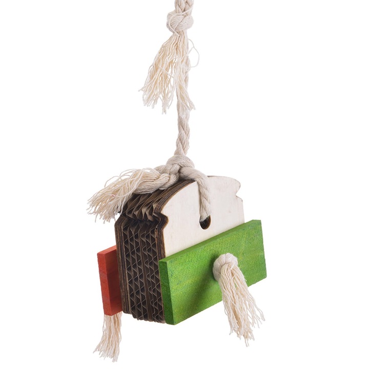 Jucărie pentru papagali, Parrot Planet, Sandwich, lemn/carton, 23x9cm