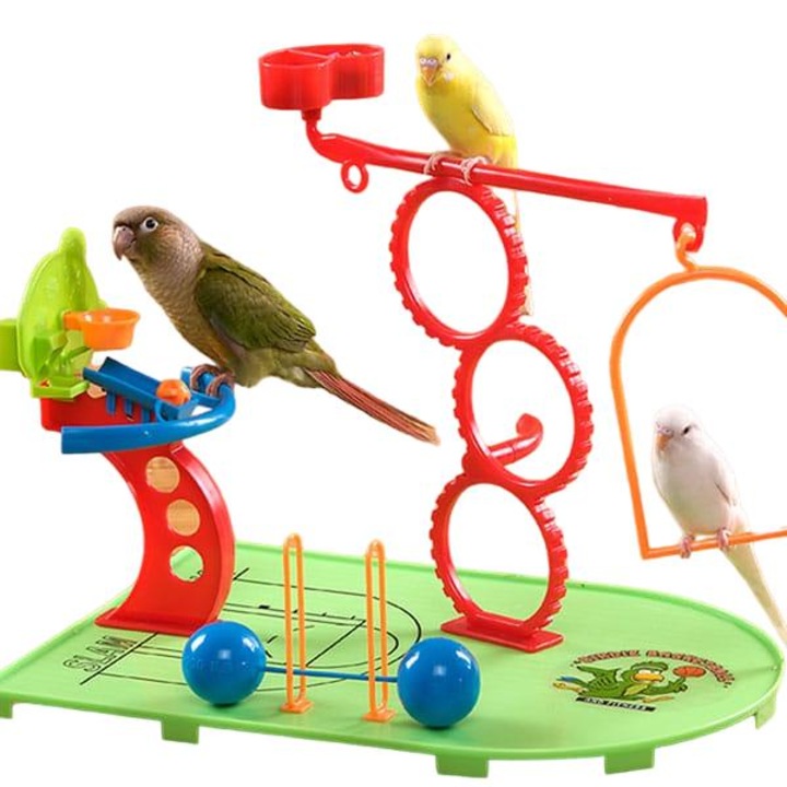 Set de joaca Greenwood pentru papagali mici, plastic/acril, multicolor, 36x25x29cm