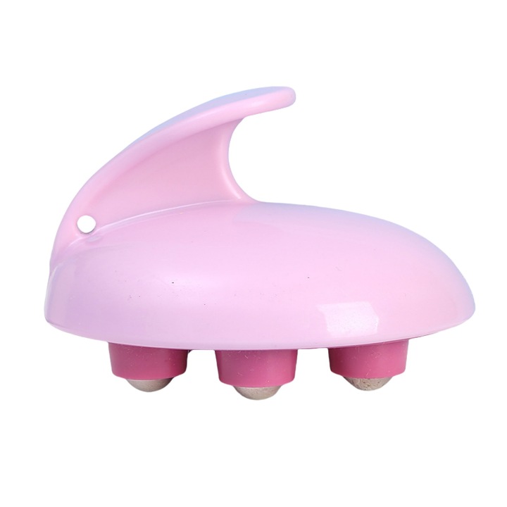 Dispozitiv special pentru masaj enkourakoko®, ingrijire corporala si tonifiere, imbunatateste circulatia sangelui, 7 bile rotative, model perie, Roz