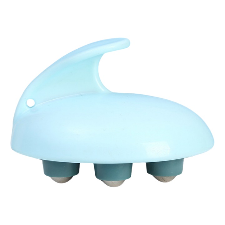 Dispozitiv special pentru masaj enkourakoko®, ingrijire corporala si tonifiere, imbunatateste circulatia sangelui, 7 bile rotative, model perie, Albastru