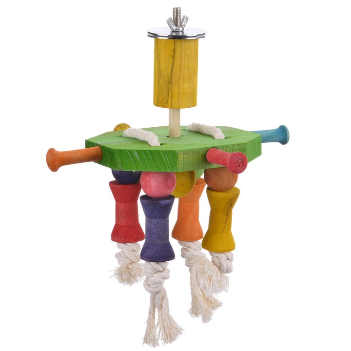 Jucarie Parrot Planet, Kolowrotek Rozmaitosci, Multifunctionala, Naturala, 24x19x24cm