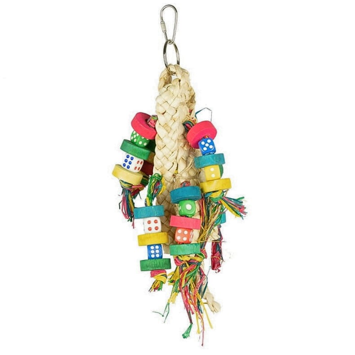 Jucarie pentru papagali Greenwood, naturala, multicolor, 30x15cm