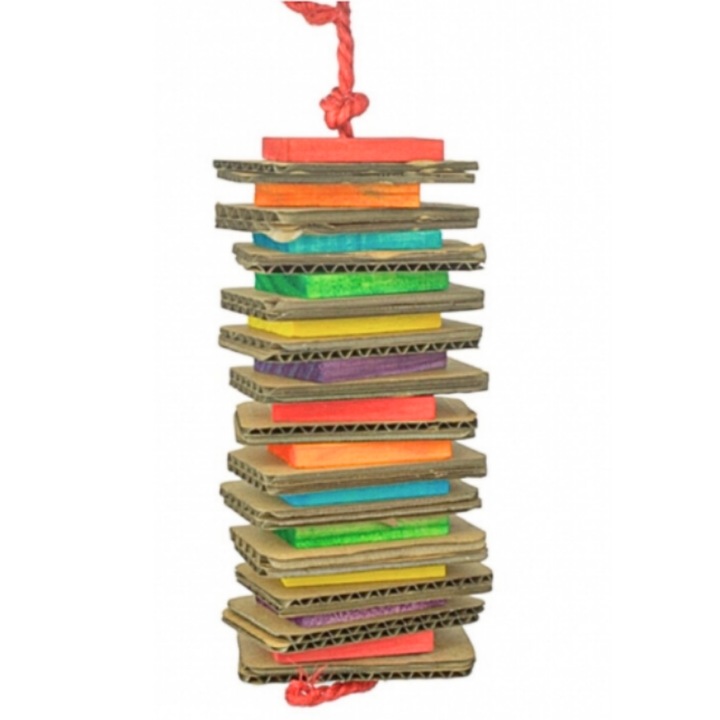 Jucarie pentru papagali Greenwood lemn si carton gros, 32x8cm