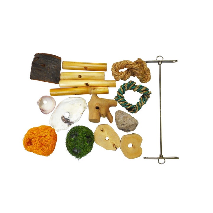 Направи си сам комплект играчки за папагали, Parrot Planet, естествен, многоцветен, 8.5x8.5x22cm