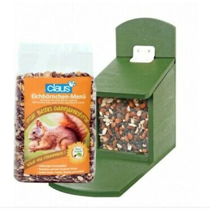 Set hrana si hranire veverite, 25x12x29cm, Meniu 700g, bot de vitamine, natural, supliment alimentar, hrana hiperenergetica, ingrediente complete