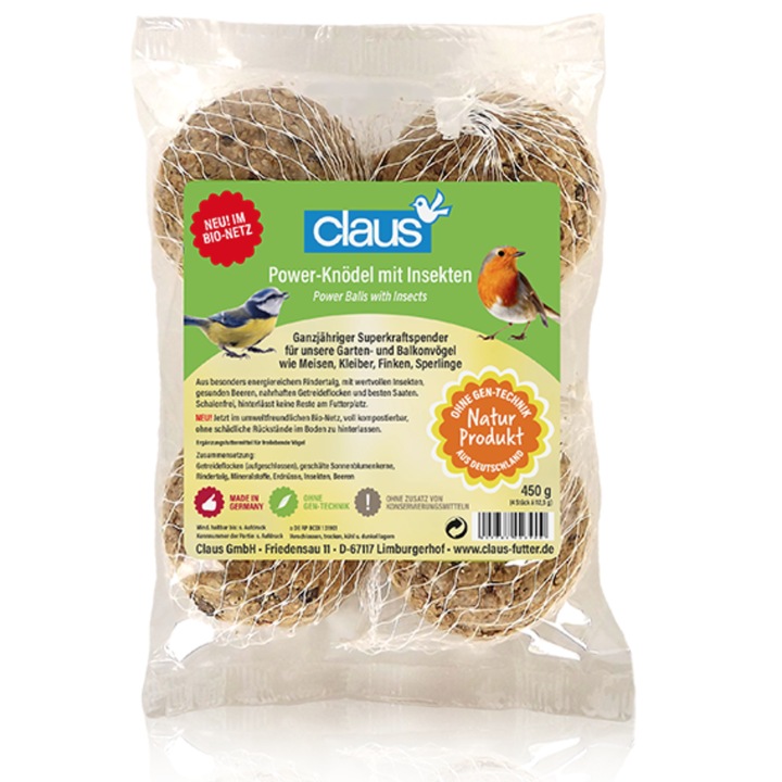 Hrana pentru pasari salbatice cu insecte, BIO, 450g, bogata in vitamine, energie pentru pasari, grasime pura de vita, mancare pe tot parcursul anului