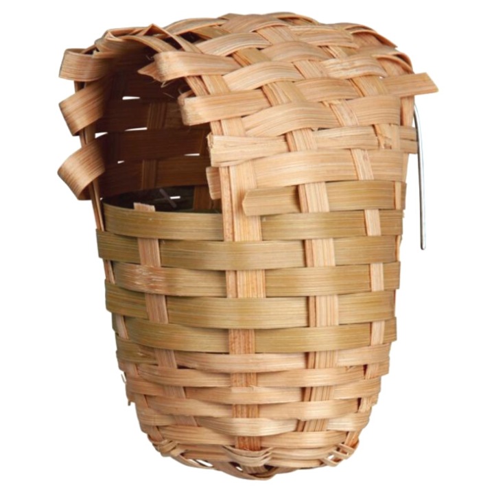 Zöldfa fészek kis papagájoknak, bambusz, 12x11cm, bézs