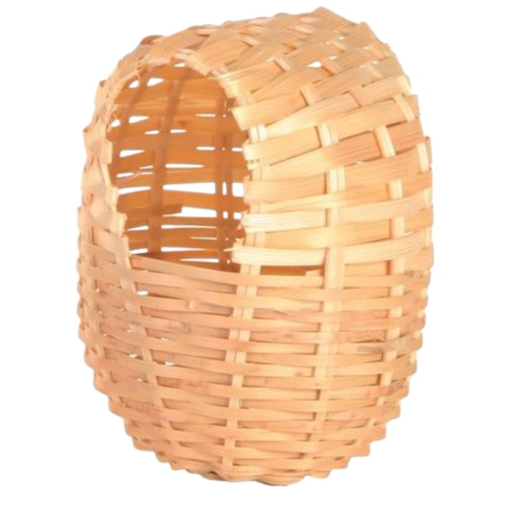 Zöldfa fészek kis papagájoknak, bambusz, 10x9cm, bézs