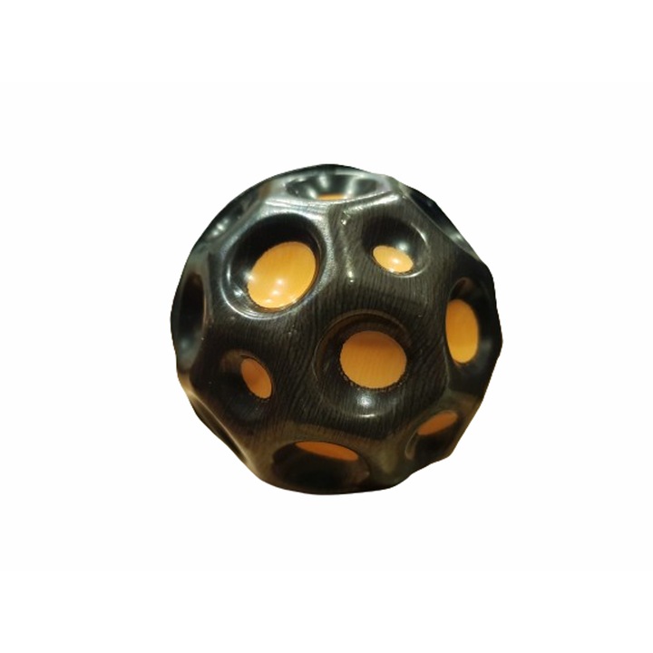 Играчка Топка, Moon Ball, Подскачаща, Черен/Оранжев, 7 см