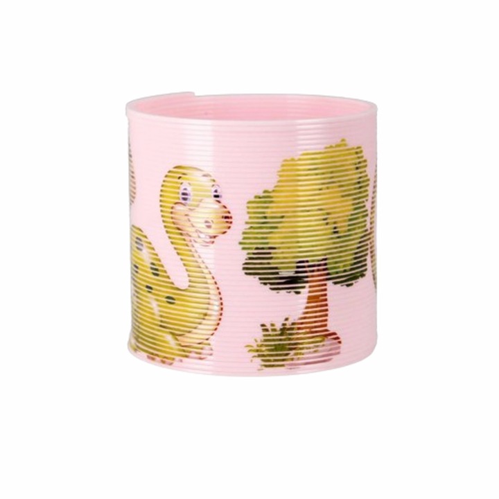 Играчка Пружина, Динозавър, Пластмасова, Лилав/Розов, 5х6 см