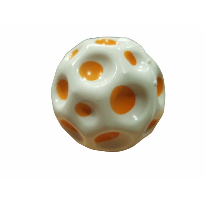 Играчка Топка, Moon Ball, Подскачаща, Бяло/Оранжев, 7 см